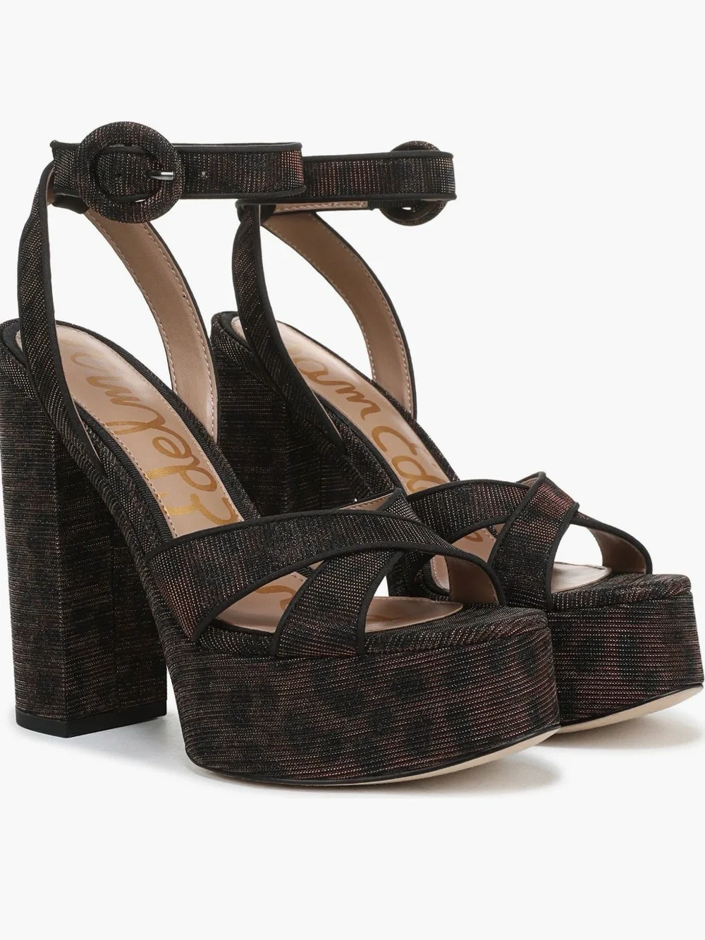 Sam Edelman Brown Leopard Inspired Sandals with Ankle Strap Various Sizes